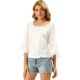 thumbnail image 1 of INSPIRE CHIC Blusa Manga Larga De Encaje Cuello Cuadrado Manga Acampanada Floral Manga 3/4 Para Mujer Blanco S, 1 of 6