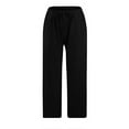 thumbnail image 4 of Women High Waisted Wide Leg Pants - Drawstring Elastic Trousers, Comfy with Pockets, Polyester, Fashionable Long Pants, 4 of 5