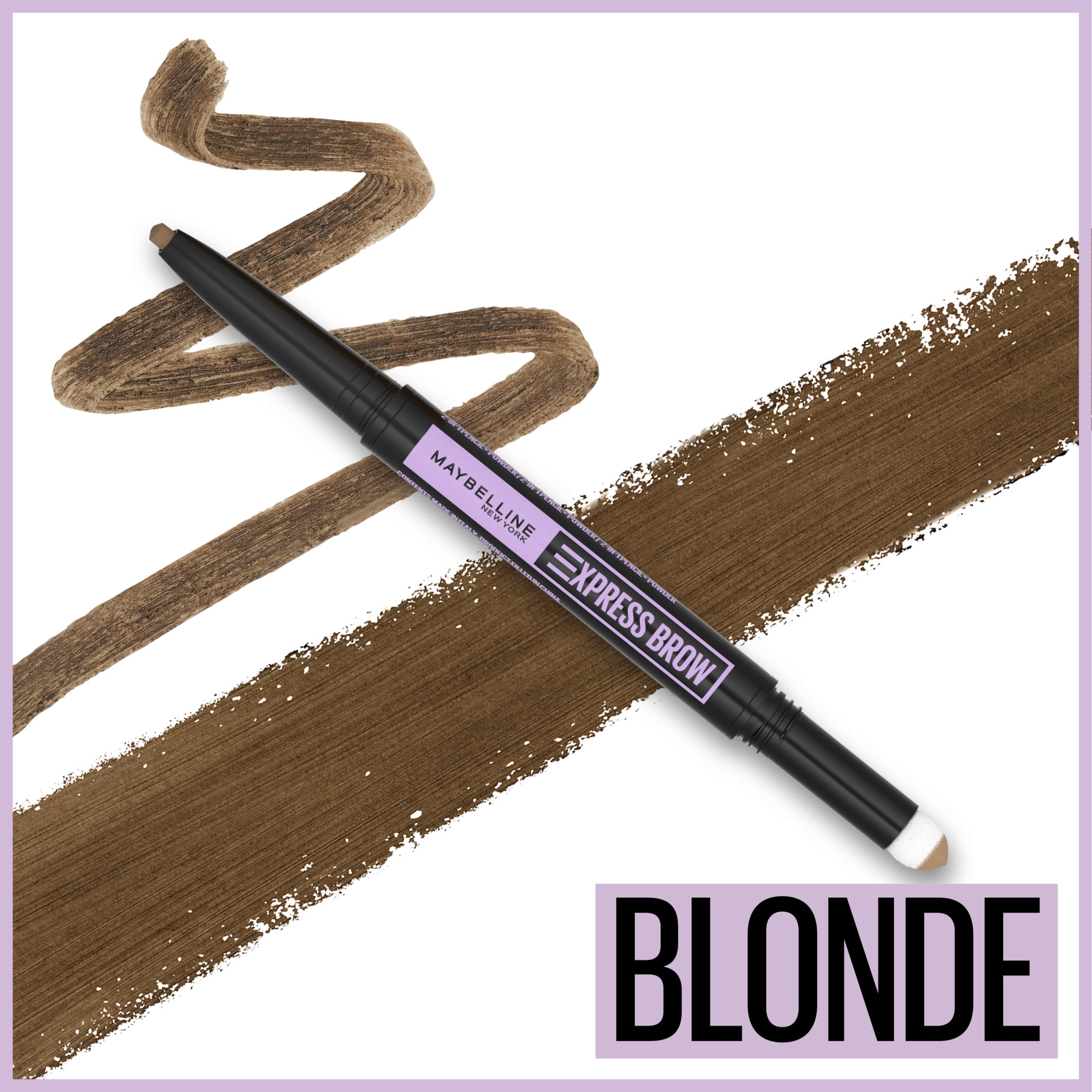 (4 pack) Maybelline Express Brow 2-In-1 Pencil and Powder Eyebrow Makeup, Blonde