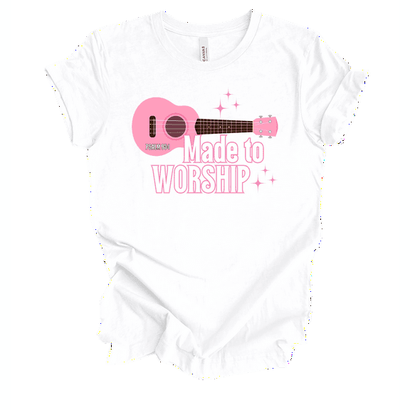 Trenz Shirt Company Fear Not Made To Worship Guitar Womens Christian Short Sleeve T-shirt-White-4xl