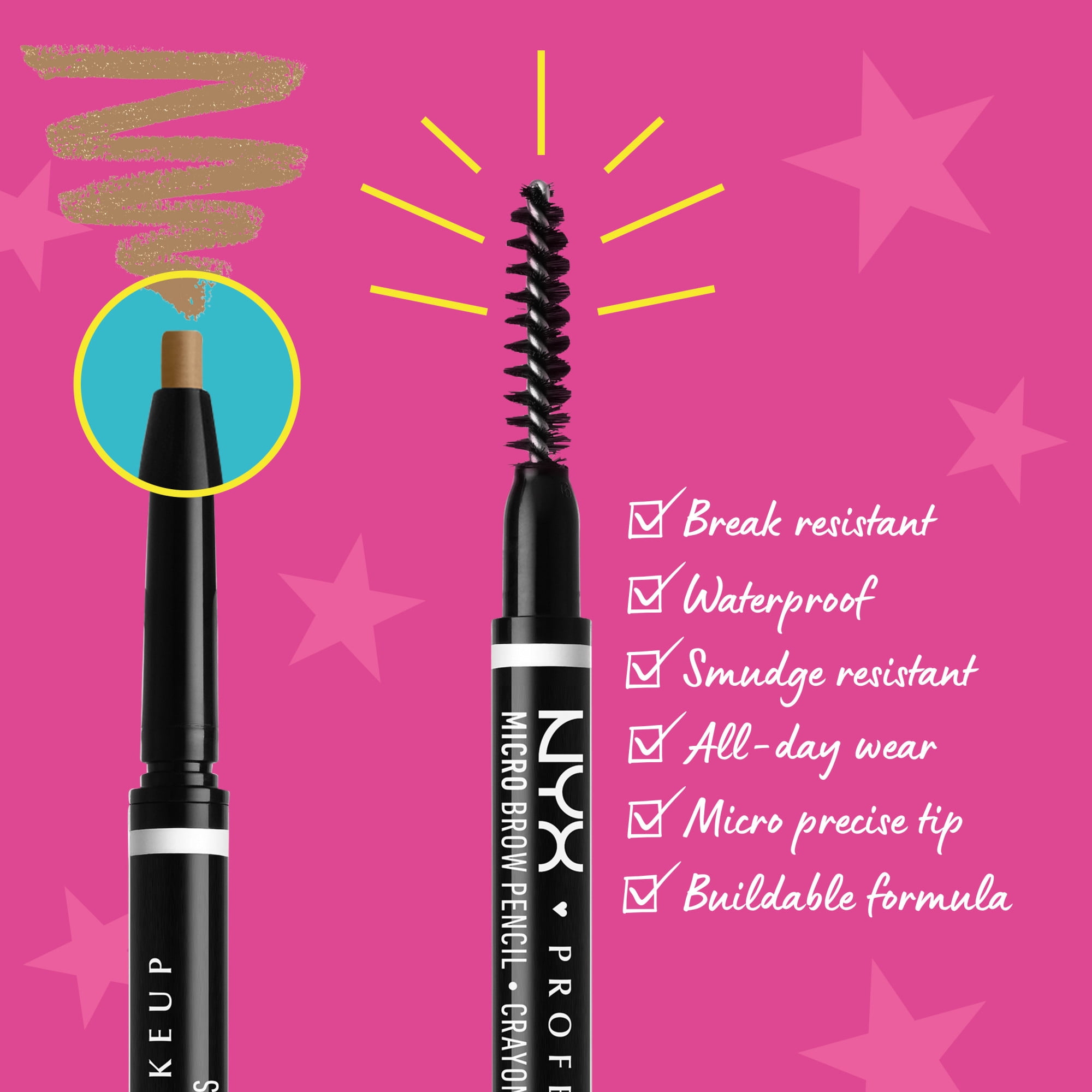 NYX PROFESSIONAL MAKEUP, Crayon à sourcils Micro, Crayon précis - TAUPE