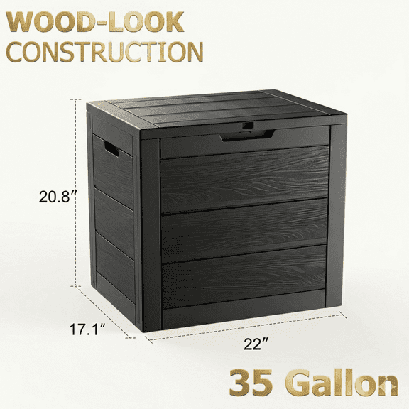 35 Gallon Large Outdoor Resin Storage Box with Lockable Lid - Heavy-Duty Deck Box for Patio Furniture Cushions, Pool Accessories, Garden Tools & Equipment