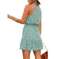 thumbnail image 3 of Summer Floral Printing Bohemian Halter Neck Sleeveless Chiffon Dress, 3 of 4