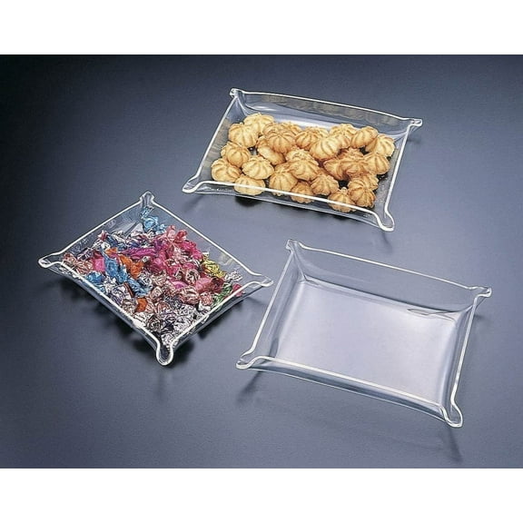 Acrylic Lucite Medium Pinched Corner Serving Trays 9x7 (6-PACK)