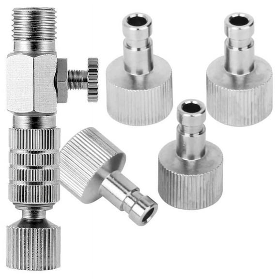 Airbrush Quick Release Coupling Disconnect Adapter with Air Flow Adjustment with 1/8inch 5 Male and 1 Fem