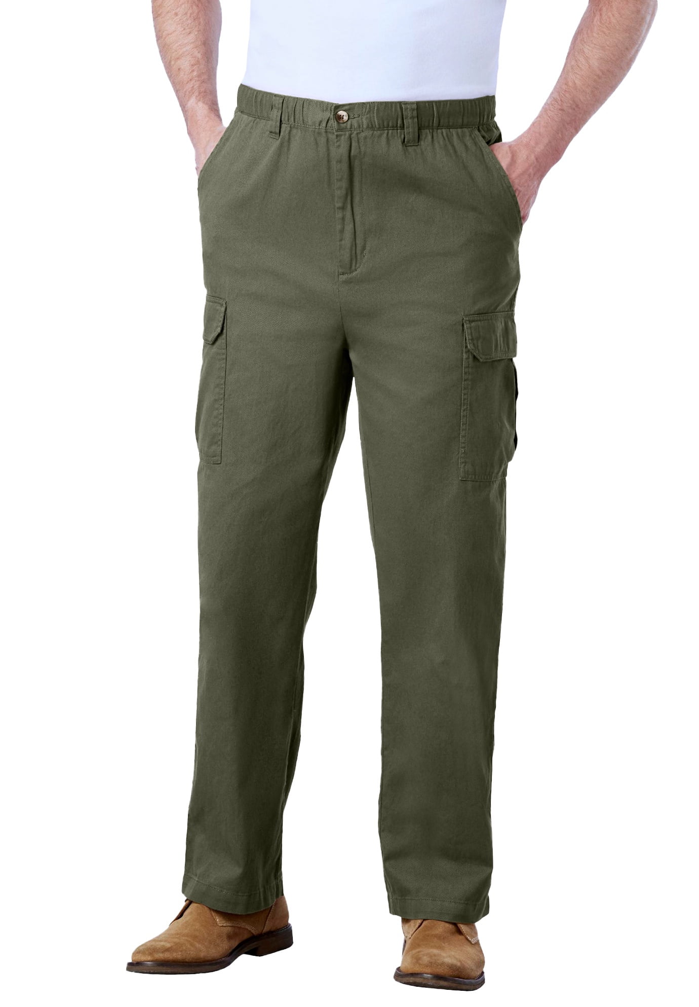 Kinghua Mens Baggy Cargo Pants Casual Loose Fit Elastic Waist Cotton Twill  Cargo Pants (32, Army Green) at  Men's Clothing store