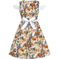 thumbnail image 3 of Girls Dress Vintage Floral Cold Shoulder Summer Sundress 6 Years, 3 of 7
