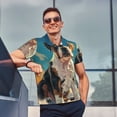 thumbnail image 4 of Fotbe Colorful Sky Puppy Pattern Men’s Golf Polo Shirt – Breathable Performance Golf Shirt with Button-Down Collar-X-Large, 4 of 6