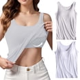 thumbnail image 2 of Womens Cotton Camisole Adjustable Camisole With Frame Bra Stretch Undershirt, 2 of 7