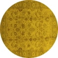 thumbnail image 1 of Ahgly Company Indoor Round Oriental Yellow Traditional Area Rugs, 4' Round, 1 of 4