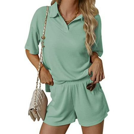 

YUUZONE Waffle Knit Pajamas Set Womens Loungewear Sleepwear 2 Piece Pajamas Sets