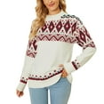 thumbnail image 1 of Chandail de Noël pour Femmes, Chandail en Molleton Chaud et Moelleux, Col Rond, Cardigan de Mode, Mignon, Imprimé Graphique, Tricoté, Doux, Fermeture Mi-Longue, 1 of 7