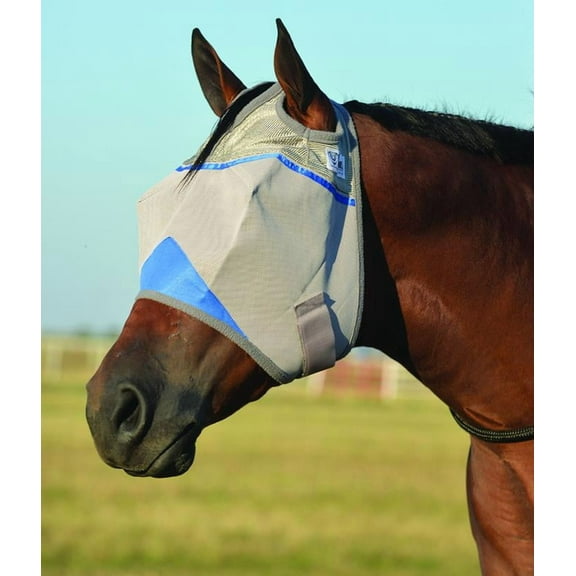 Cool Cashel Crusader Sun Fly Mask: Ultimate UV & Fly Protection for Horses Horse / Standard / No Ears | Blue