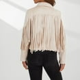 thumbnail image 4 of Veste à Franges en Faux Suède pour Femmes Moto Motard Court Ouvert devant avec Franges Manteau Court, 4 of 8