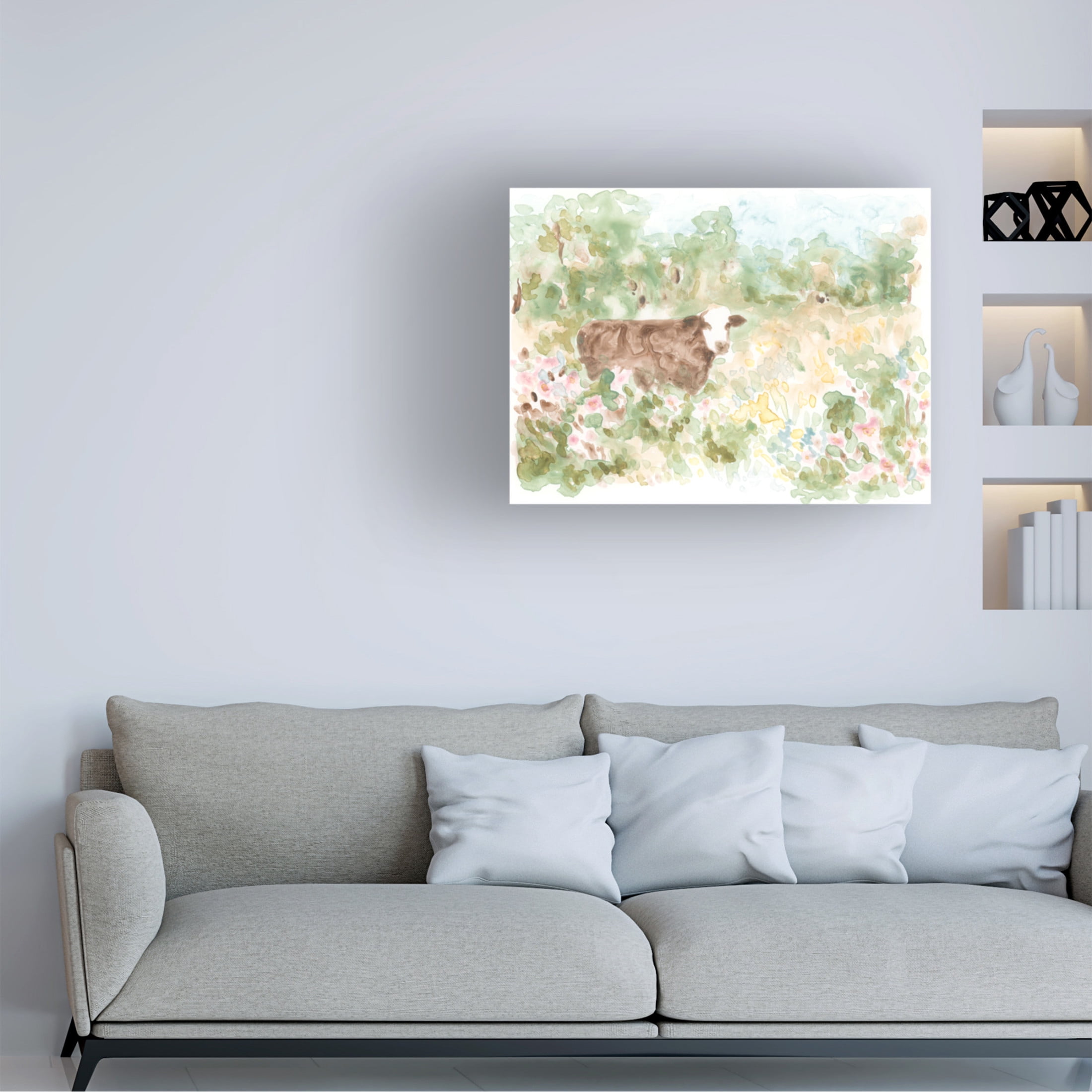 Trademark Fine Art June Erica Vess  Cow Meadow I Canvas Wall Art