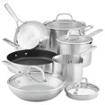 thumbnail image 1 of KitchenAid 3-Ply Base Stainless Steel Cookware Pots and Pans Set, 10 Piece, Brushed Stainless, 1 of 5