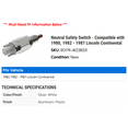 thumbnail image 2 of Neutral Safety Switch - Compatible with 1980, 1982 - 1987 Lincoln Continental 1983 1984 1985 1986, 2 of 2
