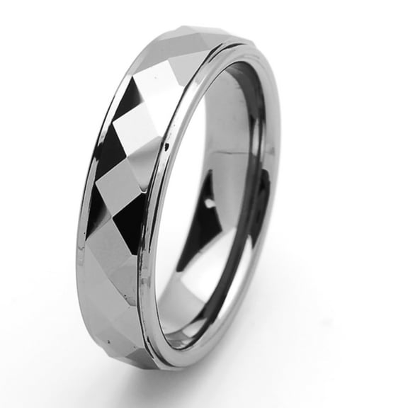 Men Women Tungsten Carbide Wedding Band Ring 6mm Comfort Fit Faceted Ring For Men & Women