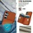 thumbnail image 6 of Allytechgroup Wallet Case Cover for Samsung Galaxy S24 FE, with Ring Holder Cards Slots Premium PU Leather TPU Back Cover Shockproof RFID Blocking Phone Case for Samsung Galaxy S24 FE, Brown, 6 of 7