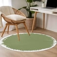 thumbnail image 4 of Round Rugs 4Ft, Sage Green Round Area Rug Washable Indoor Throw Carpet, Farmhouse Solid Color Art Shabby Soft Non Slip Circle Rug for Kitchen Nursery Room Home Decor Aesthetic, 4 of 8