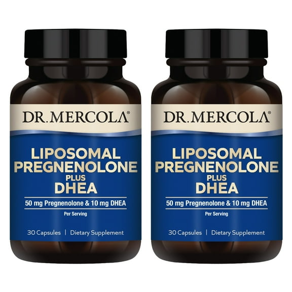 Dr. Mercola Liposomal Pregnenolone Plus DHEA, 30 Servings (30 Capsules), 50 mg Pregnenolone Per Serving, 10 mg DHEA Per Serving, Dietary Supplement, , Non-GMO - 2 Pack
