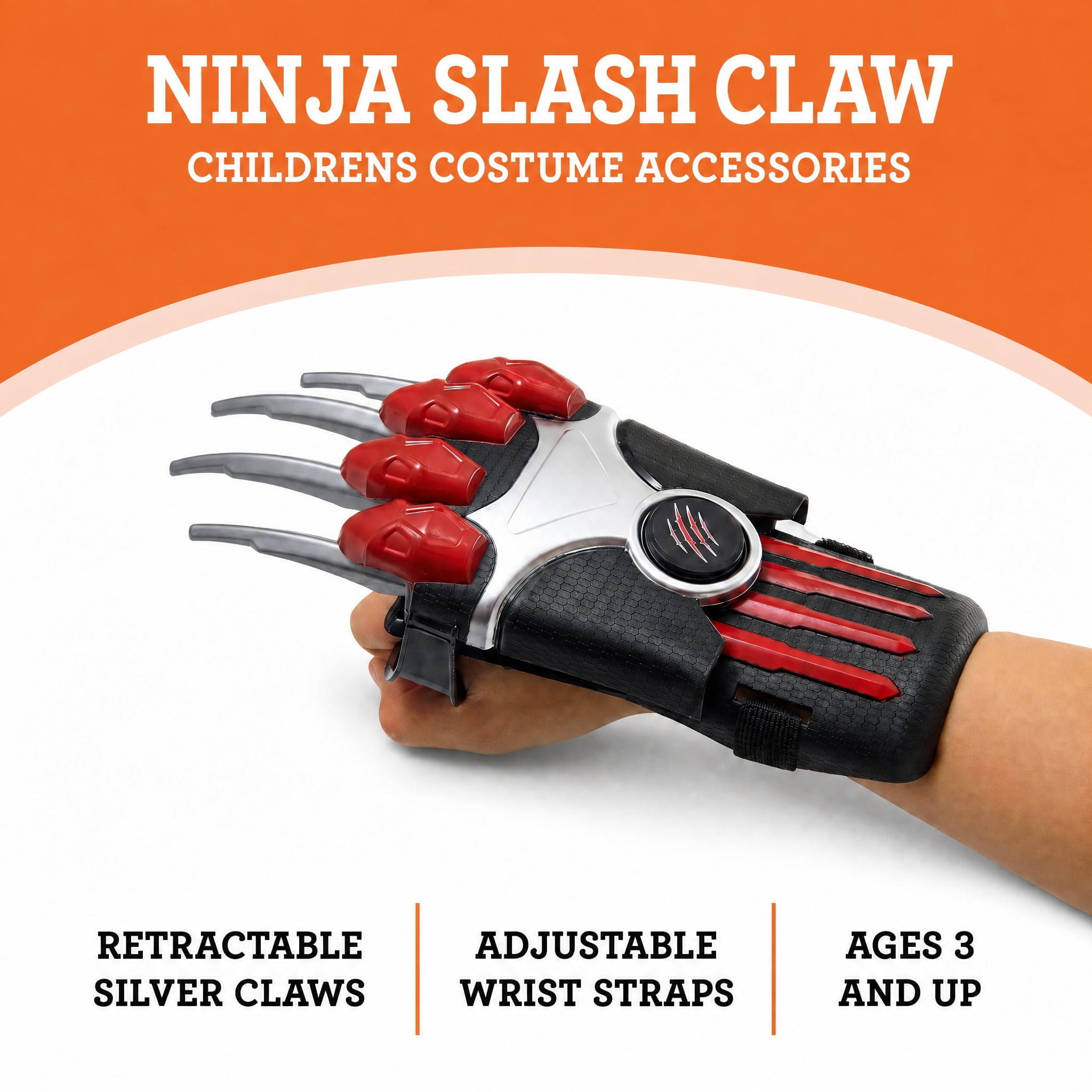 Ninja Slash Claw Costume Accessory for Children, Black and Red, Halloween by Way To Celebrate