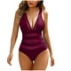 thumbnail image 2 of Trajes de baño de una pieza para mujer, traje de baño de bikini con tirantes y espalda descubierta de color liso para mujer, 2 of 3