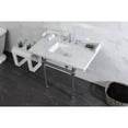 thumbnail image 2 of Kingston Brass LMS3630MBSQ1 Pemberton 36" Carrara Marble Console Sink with Brass Legs (8-Inch, 3-Hole), Carrara Marble White/Polished Chrome, 2 of 8