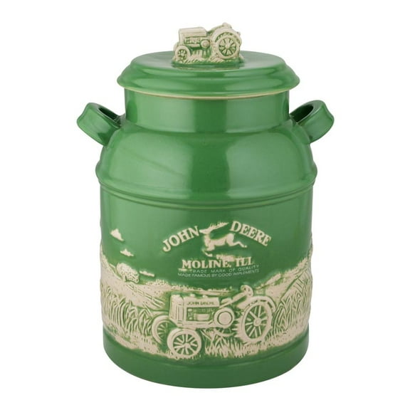 John Deere Milk Can Stoneware Tractor Cookie Jar