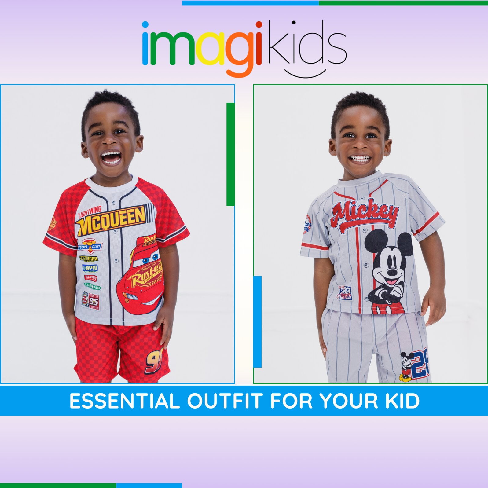 Disney Mickey Mouse Mesh Athletic Jersey T-Shirt and Basketball Shorts Sports Outfit Set Infant to Little Kid
