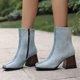 thumbnail image 2 of NECHOLOGY Botas Mujer Adulto Femenino Zapatos Botines mujer Botas de mujer de tela con punta cuadrada y tacón grueso Bloques de color Botas de tamaño mediano y grande Botines Botas (Blue, 7.5), 2 of 7