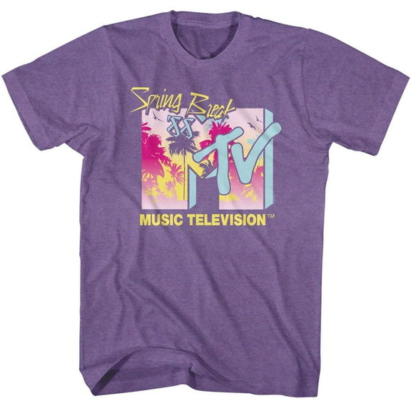MTV Spring Break 88 Palm Trees Purple Heather Adult T-Shirt Xl
