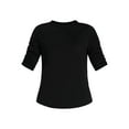 thumbnail image 6 of Time and Tru Women's Ruched Elbow Sleeve Tee, Sizes XS-XXXL, 6 of 6