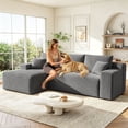 thumbnail image 3 of VKHCU 96" Modular Sectional Sofa for Living Room, Cloud Boneless Couches with Upholstered Deep Seat, L Shaped Couch with Chaise, Plush Corduroy Fabric, Gray, Left Facing Chaise, No Assembly, 3 of 13