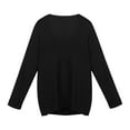 thumbnail image 5 of UJNDER Deep V Neck Waffle Long Sleeve Knit Sweater Loose Fit for Women Casual Pullover Top Black S, 5 of 5