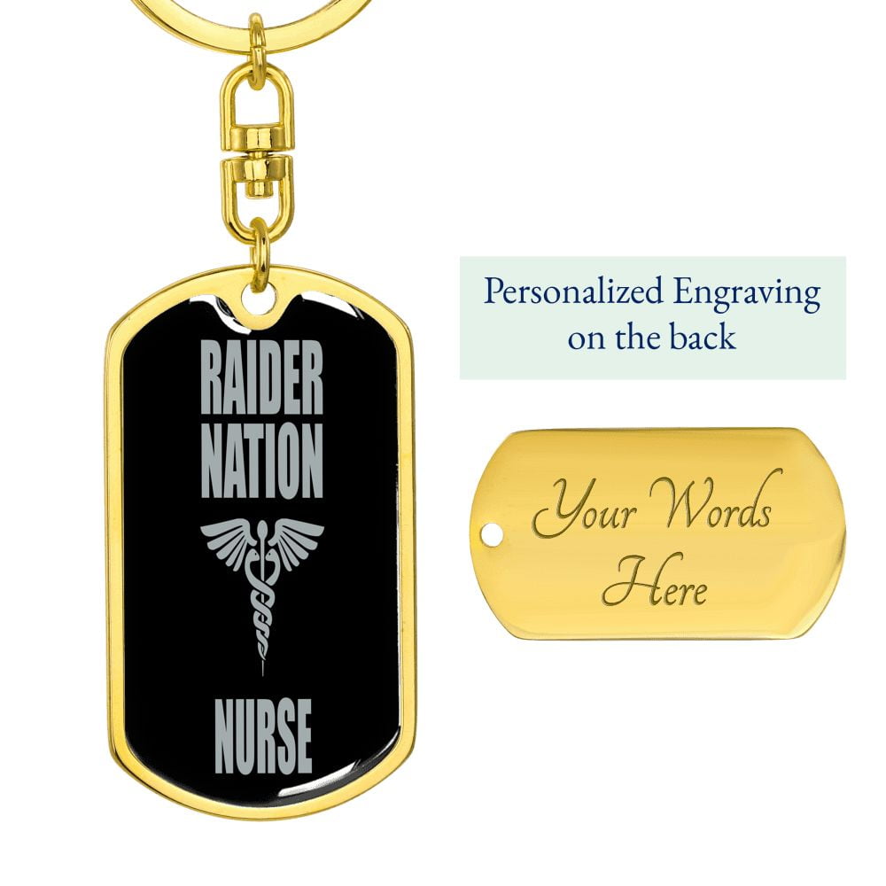 Raider Nurse Swivel Keychain Dog Tag Stainless Steel or 18k Gold