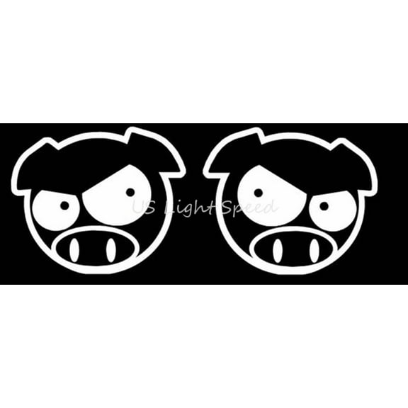 2x White 4" JDM Euro Pig Head Drifting Car Bumper Gas Cap Decal Vinyl Stickers