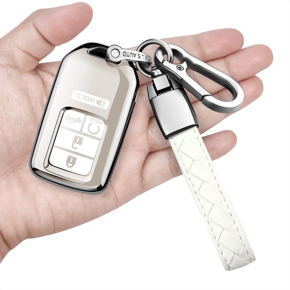 for Honda Key fob Cover with Leather Keychain,Soft TPU Full Cover Protection,Key fob case Compatible with Accord Civic CRV Pilot Odyssey Passport Smart Remote Key