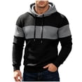 thumbnail image 2 of qafoshin Mens Color Block Hoodies Fashion Long Sleeve Hooded Sweatshirts Fall Winter Casual Loose Pullover Tops with Pocket, 2 of 6
