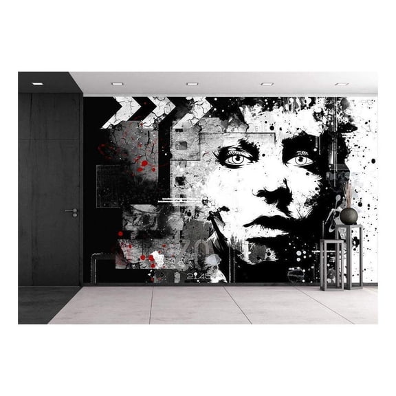 wall26 - Modern Teenage Girl on Grunge Background. Grunge Style. Modern Generation. - Removable Wall Mural | Self-Adhesive Large Wallpaper - 66x96 inches