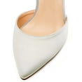 thumbnail image 3 of XYD Women Graceful Crystal Block High Heels D'Orsay Ankle Strap Pointed Toe Satin Pumps Wedding Shoes Size 4.5 White, 3 of 4