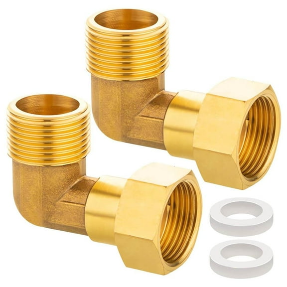 Pack Of 2 Brass 90 Degree Elbow Fitting 3/4 Inch Male to Female Thread