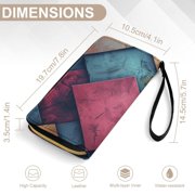 Womens Wallet Bifold Ladies Cluth Bag Wristlet Wrist Strap Long Purse Colorful Grid Design