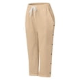thumbnail image 4 of WERYOUNG Girl's Pants Solid Color Elastic Waist Kids Casual Wear Loose Fit Straight Leg Trousers With Side Snap Button Home Lounging Comfortable Soft Toddler Slacks, 4 of 5