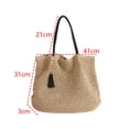 thumbnail image 2 of Bolso de mano grande tejido de paja para mujer, bolso de hombro tejido a mano para playa, bolso de mano de paja con borlas, 2 of 6