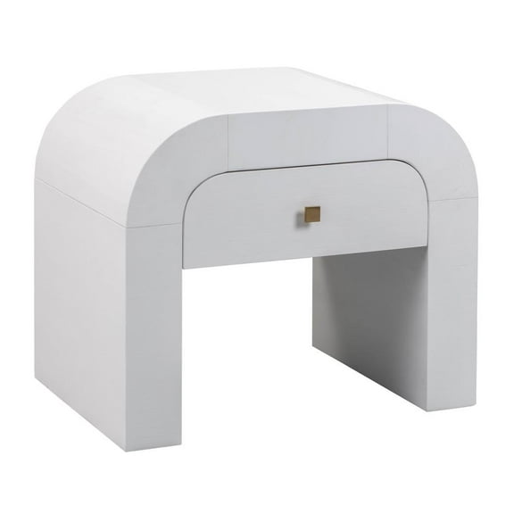 TOV Furniture Hump White Acacia Nightstand with Gold Accents
