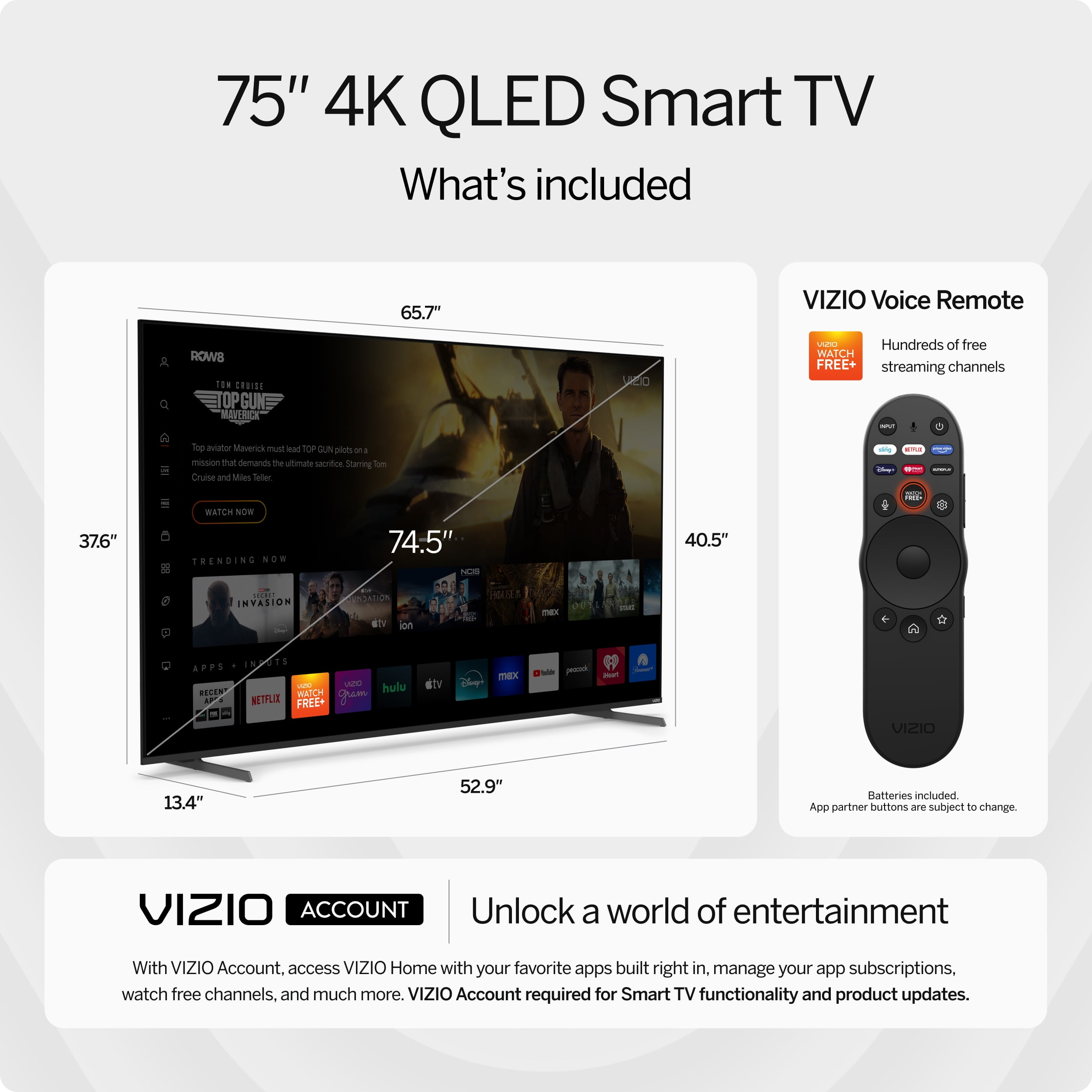 VIZIO 75" Class Quantum Pro 4K QLED HDR Smart TV (VQP75C-84)