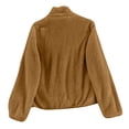 thumbnail image 4 of Sherpa Jacket Women Fleece Full Zip Jacket Lightweight Loose Fit Cardigan Thermal Outerwear Soft Sweatshirts Yellow XL, 4 of 4