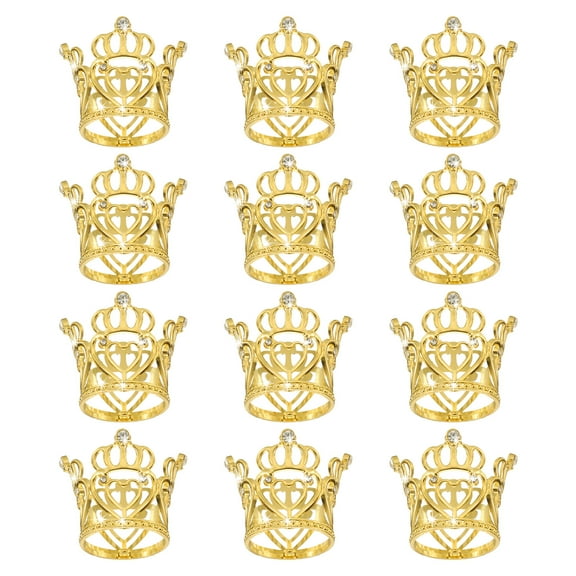 Uxcell 12Pcs Mini Crown Cake Toppers, Alloy Queen Princess Little Gold Crown Heart Shaped, Heart Crown
