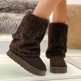 thumbnail image 2 of Fur Boots,Womens Winter Boots,Women's Faux Fur Mid Calf Snow Boots - Round Toe Suede Warm Fur Lined Platform Flat Comfort Outdoor Winter Fashion Boots(Coffee 41), 2 of 9